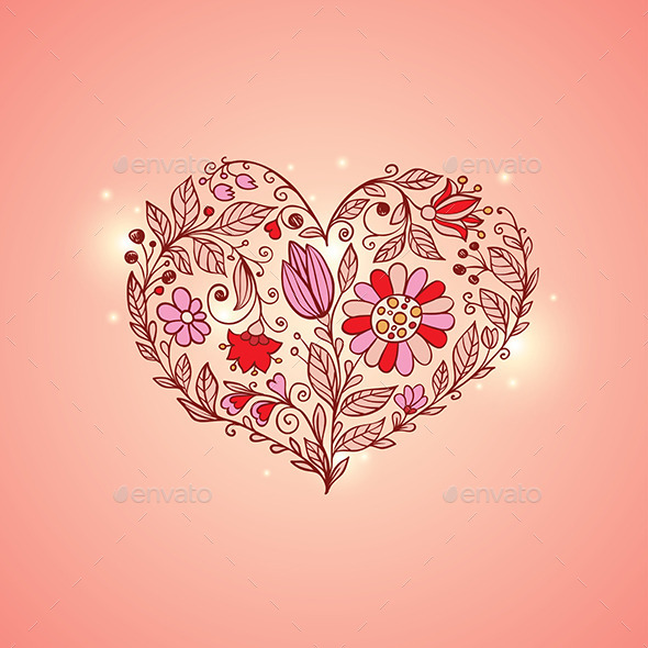 GraphicRiver Hand Drawn Floral Heart 10015933 GraphicRiver Hand Drawn Floral Heart 10015933