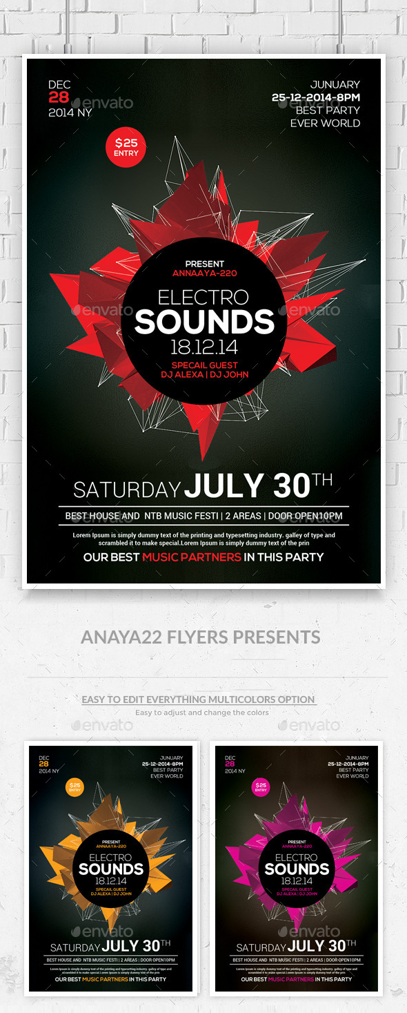 Minimal Abstract Flyer Templates (Clubs & Parties)