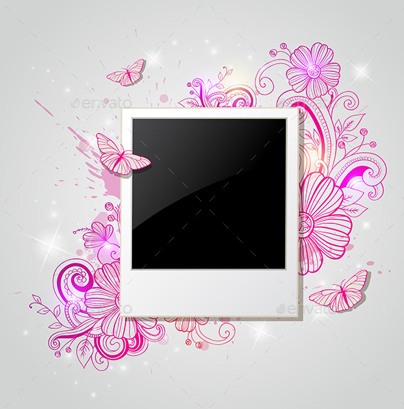 GraphicRiver Background with Photo and Pink Flowers 10017529 GraphicRiver Background with Photo and Pink Flowers 10017529