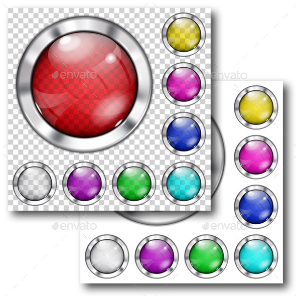 Set of Glass Buttons (Web Elements)