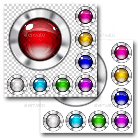 Set of Glass Buttons (Web Elements)