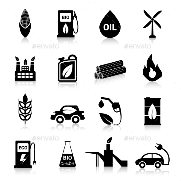 Bio Fuel Icons Black (Web Elements)