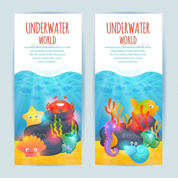 Underwater Sea Animals Vertical Banners Set (Animals)