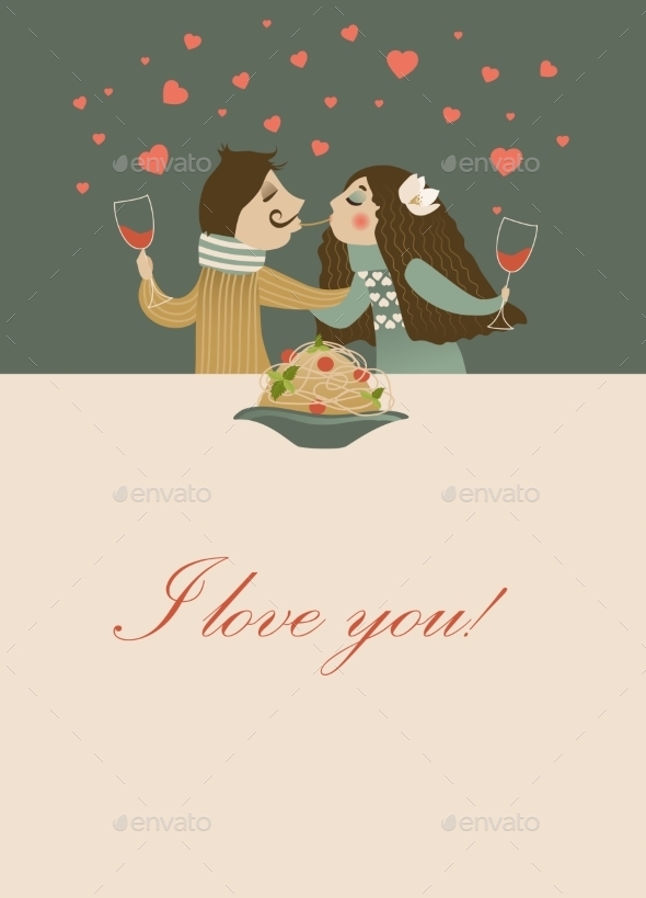 GraphicRiver Couple in Love Eating Spaghetti 10019857 GraphicRiver Couple in Love Eating Spaghetti 10019857
