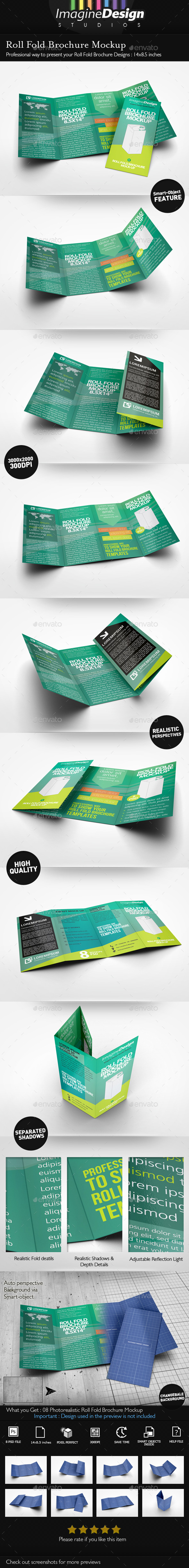 GraphicRiver Roll Fold Brochure Mockup 10020772 GraphicRiver Roll Fold Brochure Mockup 10020772