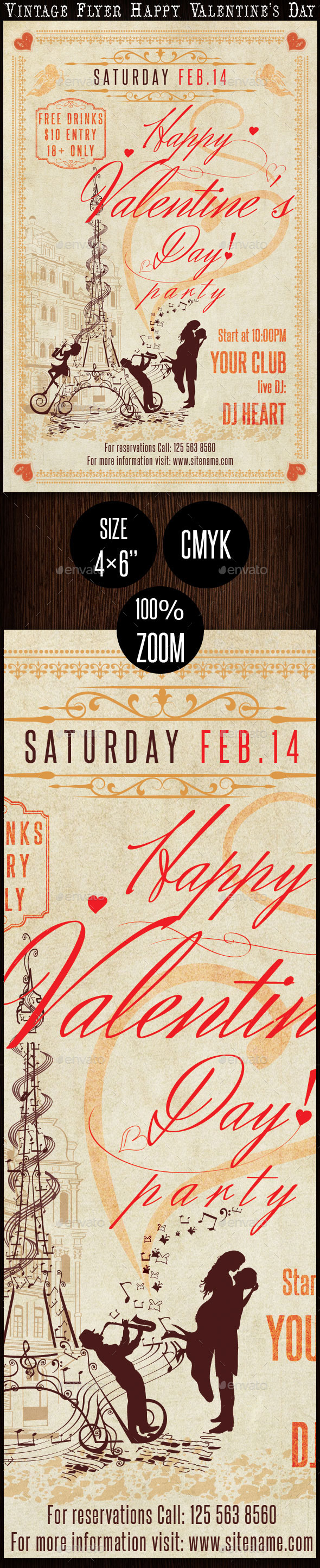Vintage Flyer Happy Valentine s Day Vintage Flyer Happy Valentine s Day