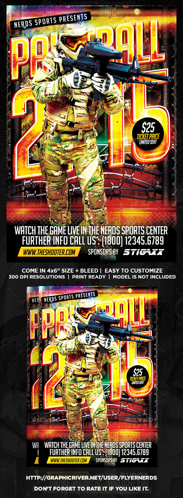 Paintball 2K15 Competition Sports Flyer (Sports)