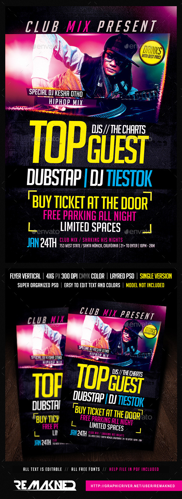 Top Guest DJS | Flyer Template PSD (Clubs & Parties)