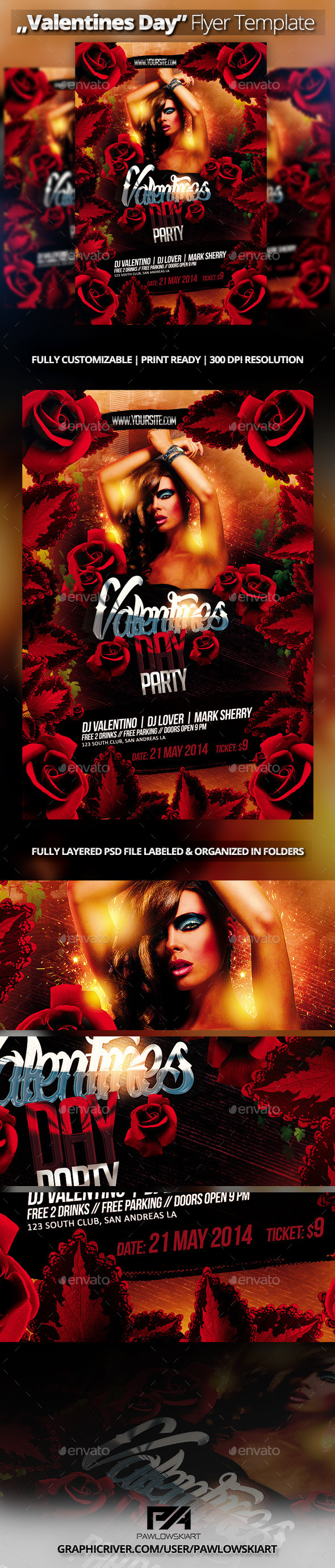 Valentine's Day Party Flyer Template (Clubs & Parties)