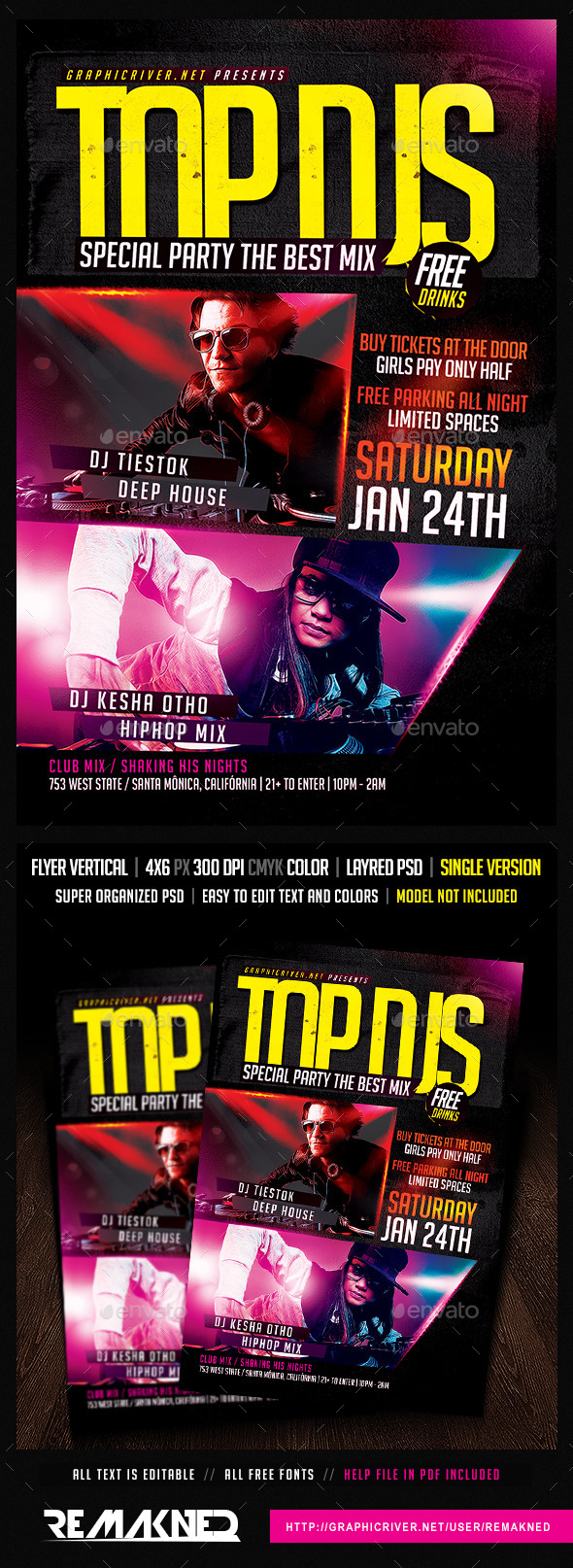 Top DJS Special Party | Flyer Template PSD (Clubs & Parties)