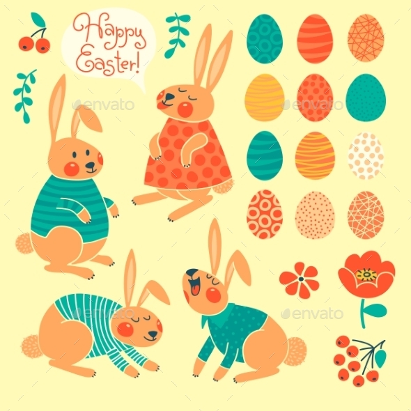 GraphicRiver Set of Elements for Happy Easter Design 10023600 GraphicRiver Set of Elements for Happy Easter Design 10023600