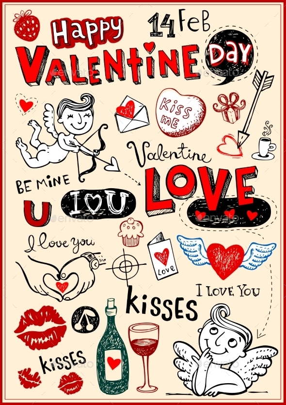 GraphicRiver Valentine Doodles 10024813 GraphicRiver Valentine Doodles 10024813