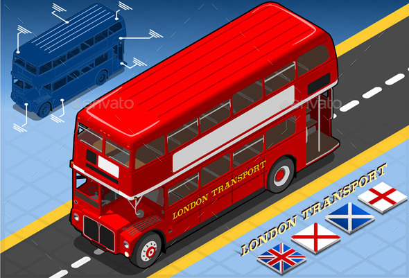GraphicRiver Isometric Double Decker Bus in Front View 10025153 GraphicRiver Isometric Double Decker Bus in Front View 10025153