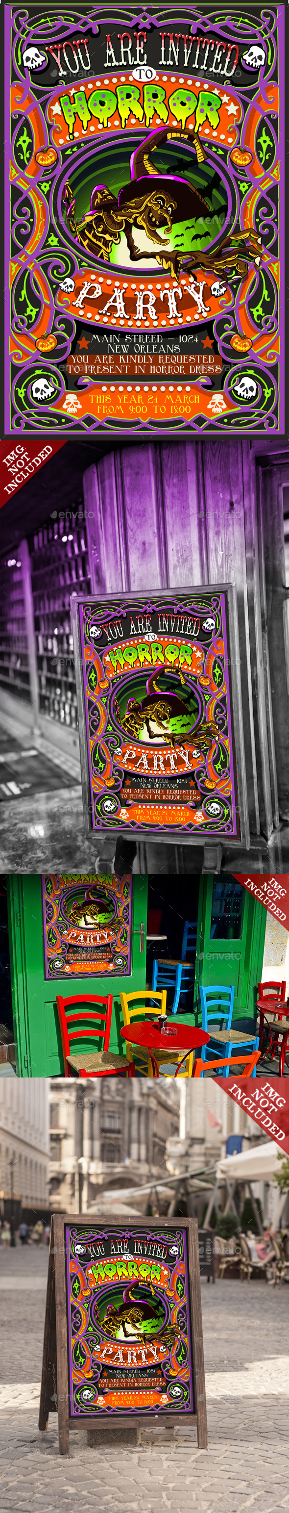GraphicRiver Invite for Halloween Party with Witch 10025536 GraphicRiver Invite for Halloween Party with Witch 10025536