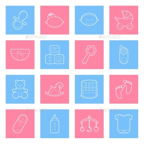 GraphicRiver Baby Lines Icons Set 10026567 GraphicRiver Baby Lines Icons Set 10026567
