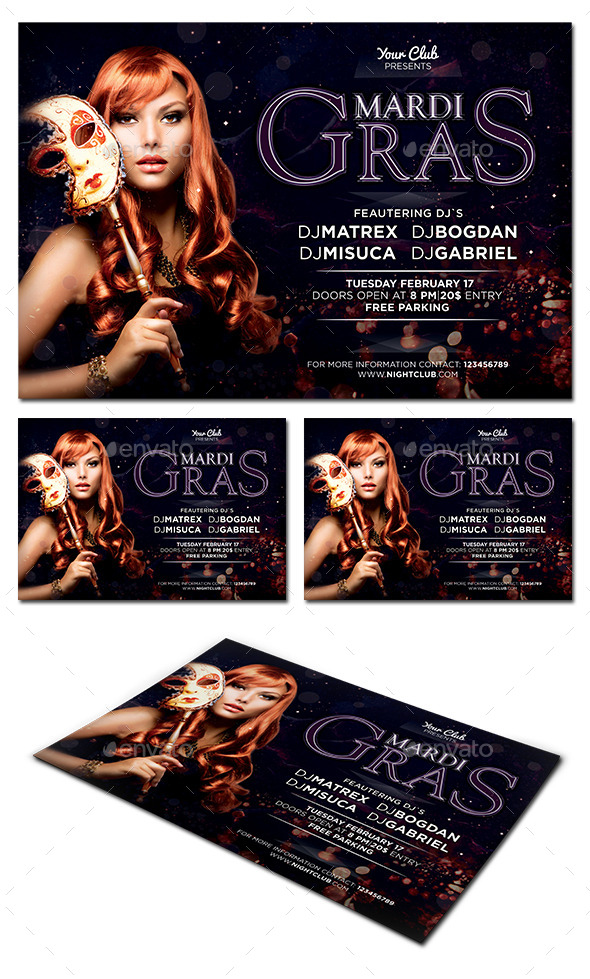 Mardi Gras Party Flyer Mardi Gras Party Flyer
