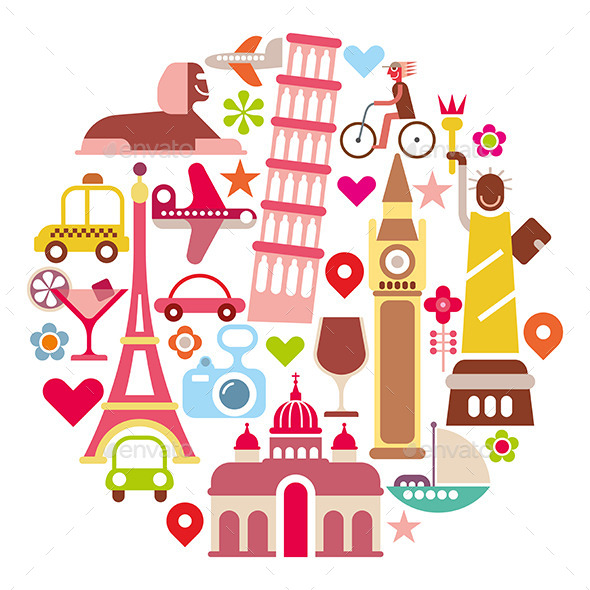 GraphicRiver Landmark Travel Round Illustration 10026996 GraphicRiver Landmark Travel Round Illustration 10026996