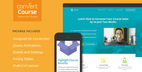 course landing page for unbounce 