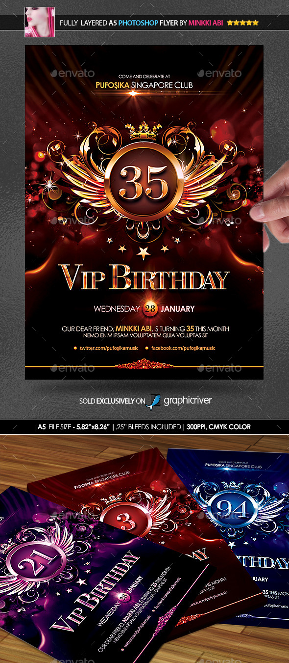 GraphicRiver VIP Birthday Poster Flyer 10029357 GraphicRiver VIP Birthday Poster Flyer 10029357