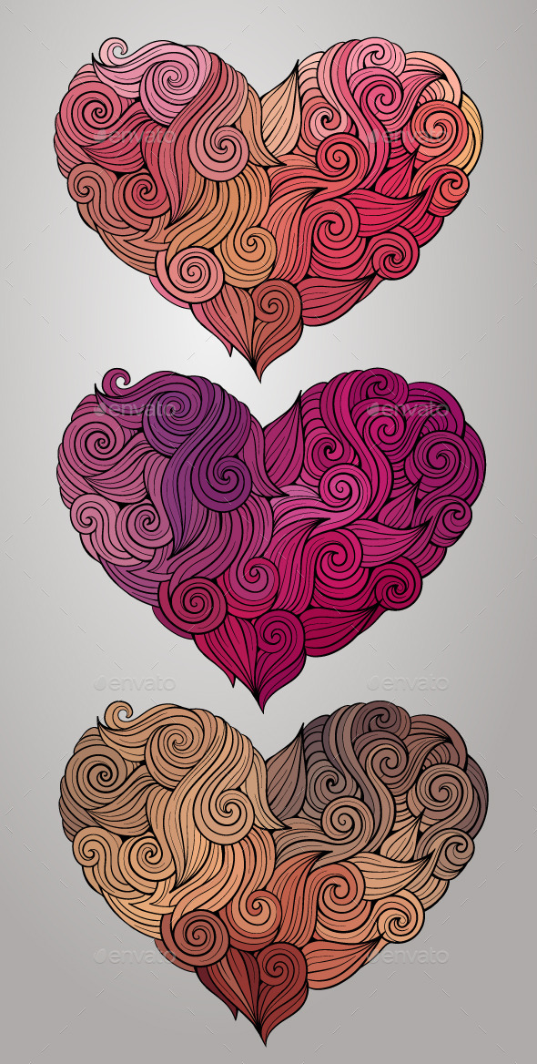 GraphicRiver Curly Heart Set 10029733 GraphicRiver Curly Heart Set 10029733