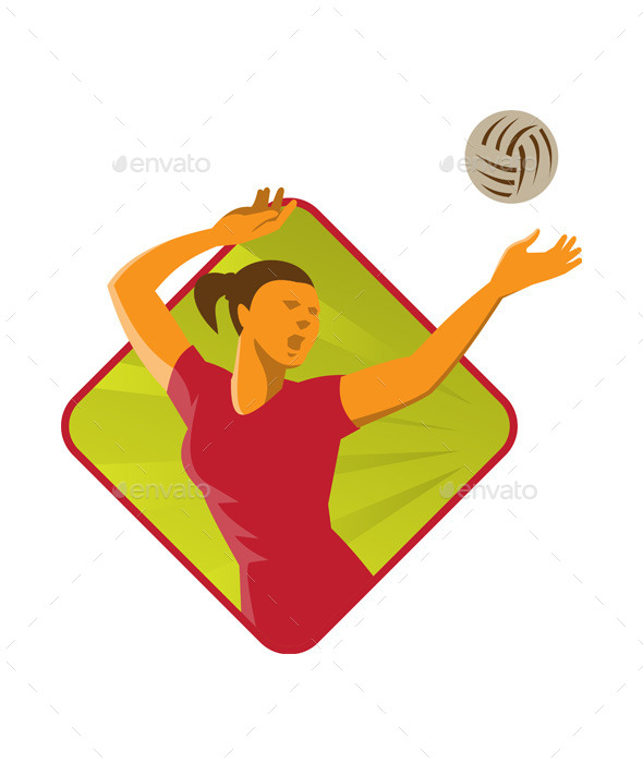 GraphicRiver Volleyball Player Spiking Ball Retro 10031125 GraphicRiver Volleyball Player Spiking Ball Retro 10031125