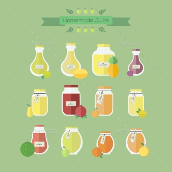 GraphicRiver Collection of Jars with Juice 10032423 GraphicRiver Collection of Jars with Juice 10032423