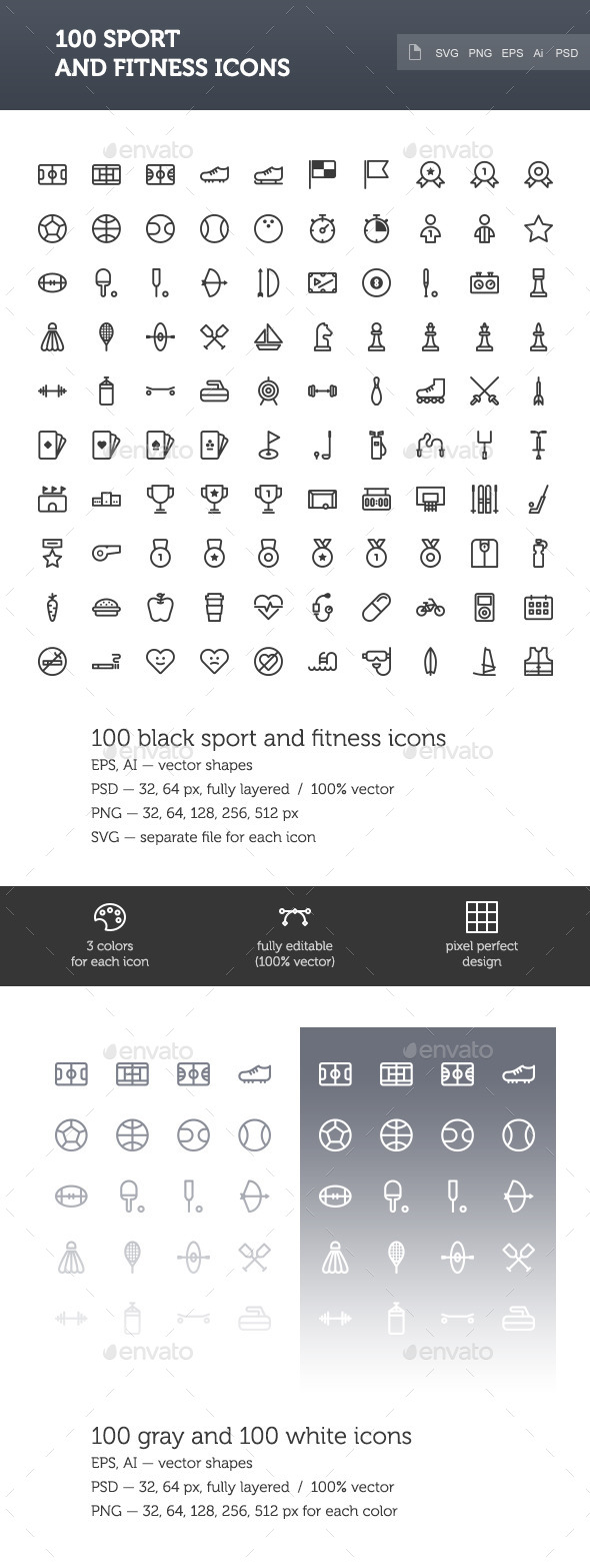 Sport and Fitness Icon Set Sport and Fitness Icon Set