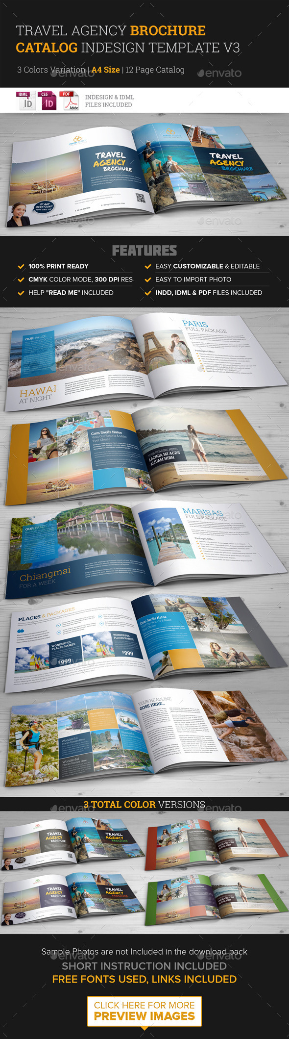 Travel Agency Brochure Catalog InDesign Template 3 (Corporate)