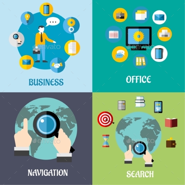 GraphicRiver Navigation Search and Business Flat Concepts 10040257 GraphicRiver Navigation Search and Business Flat Concepts 10040257