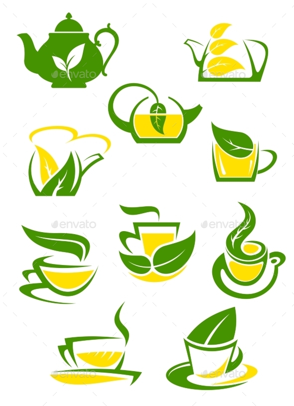 GraphicRiver Herbal and Lemon Tea Cup Icons 10040354 GraphicRiver Herbal and Lemon Tea Cup Icons 10040354