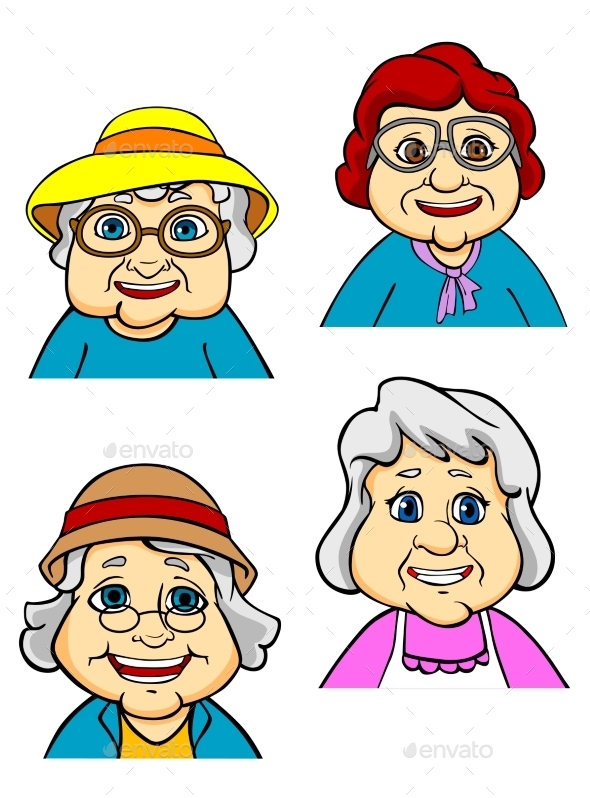 GraphicRiver Cartoon Happy Old Women and Seniors 10040359 GraphicRiver Cartoon Happy Old Women and Seniors 10040359