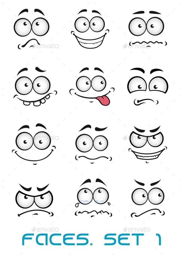 Cartoon Faces with Different Emotions Cartoon Faces with Different Emotions