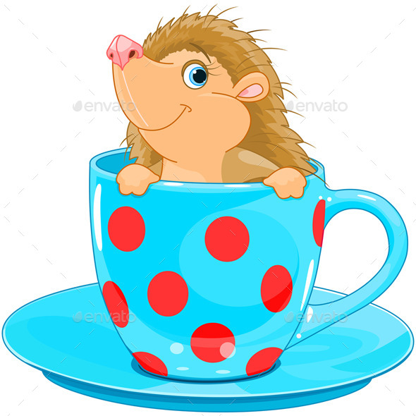 GraphicRiver Hedgehog in a Tea Cup 10040395 GraphicRiver Hedgehog in a Tea Cup 10040395