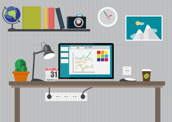 GraphicRiver Working Place Modern Office Interior Flat Design 10040601 GraphicRiver Working Place Modern Office Interior Flat Design 10040601