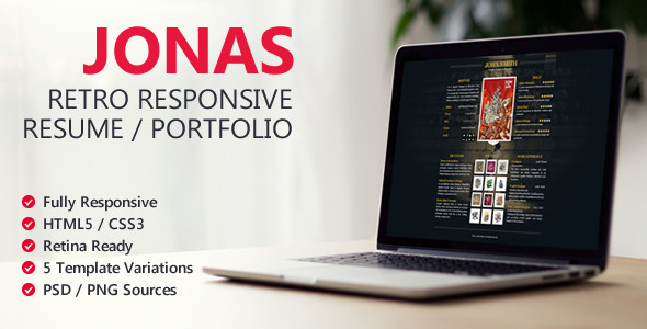 Jonas - Retro Responsive Resume / Portfolio