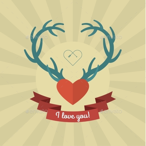 GraphicRiver Heart with Blue Deer Antlers 10046159 GraphicRiver Heart with Blue Deer Antlers 10046159