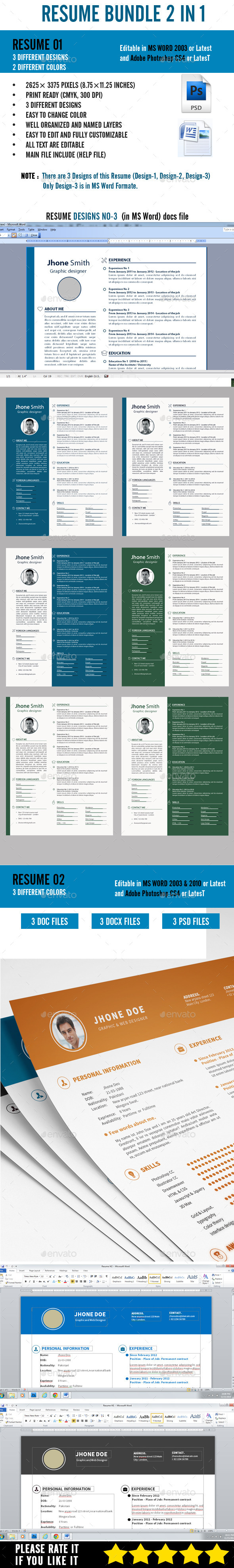 GraphicRiver Resume Bundle 2 in 1 10047029 GraphicRiver Resume Bundle 2 in 1 10047029