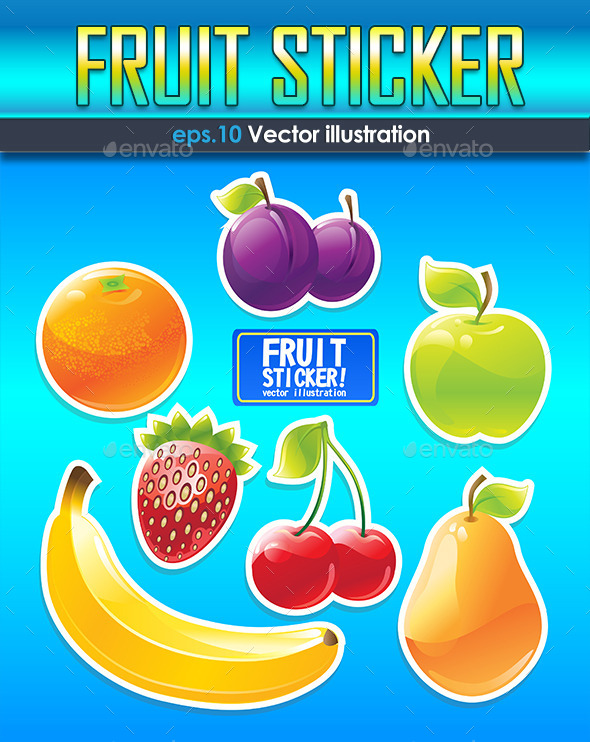 GraphicRiver Set of Fruit Stickers 10047496 GraphicRiver Set of Fruit Stickers 10047496