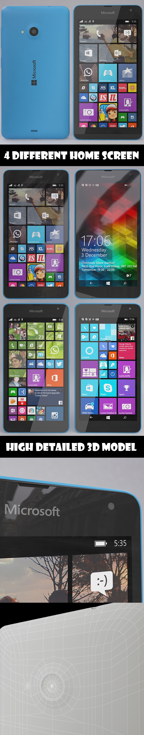 3DOcean Microsoft Lumia 535 Blue 10047621 3DOcean Microsoft Lumia 535 Blue 10047621