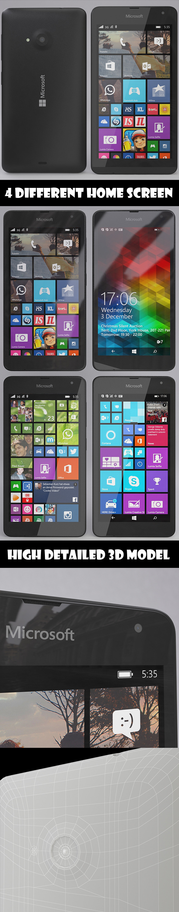 3DOcean Microsoft Lumia 535 Black 10048002 3DOcean Microsoft Lumia 535 Black 10048002