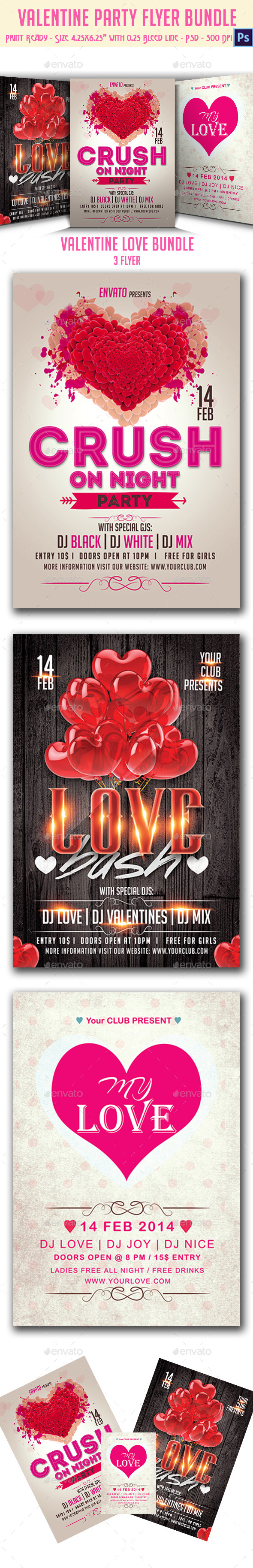 GraphicRiver Valentine s Day Party Flyer Bundle 10033494 GraphicRiver Valentine s Day Party Flyer Bundle 10033494
