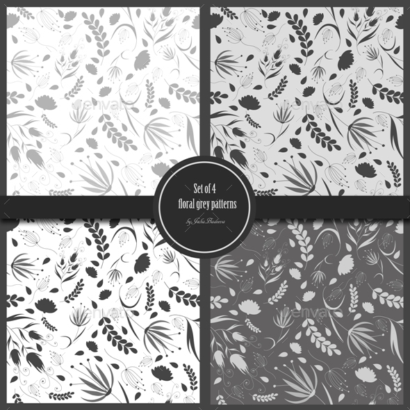 GraphicRiver Floral Grey Patterns Set 9992265 GraphicRiver Floral Grey Patterns Set 9992265