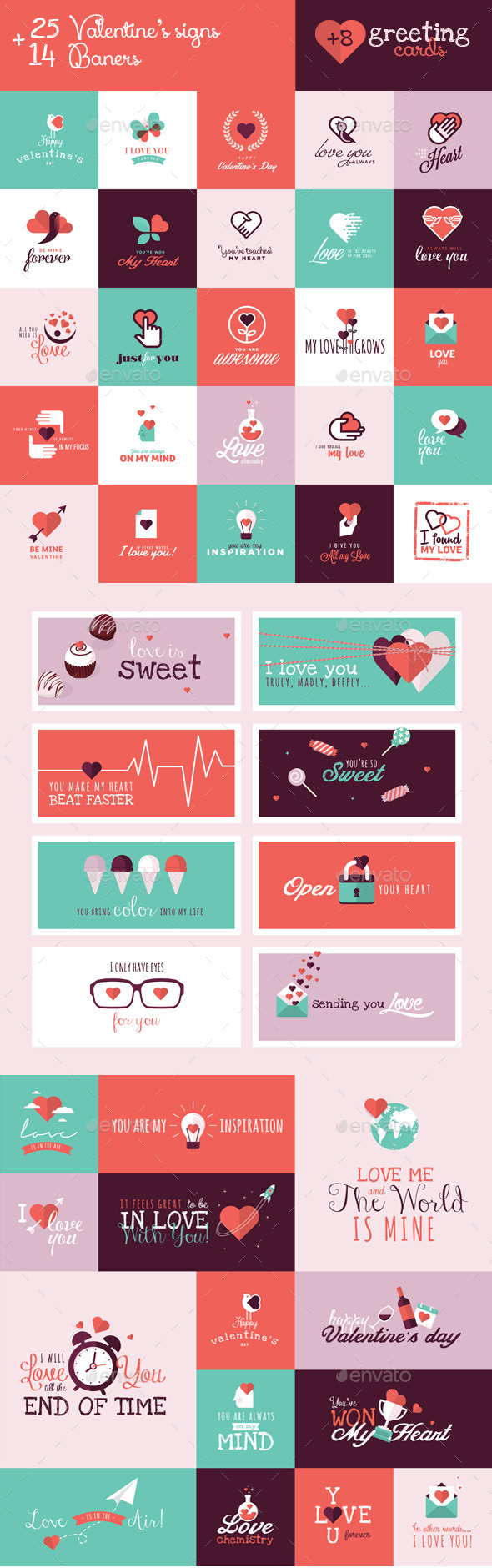 GraphicRiver Set of Valentines Signs and Banners 10029868 GraphicRiver Set of Valentines Signs and Banners 10029868