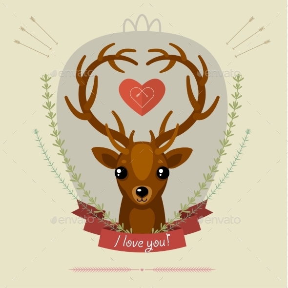 GraphicRiver Greeting Card with Deer 10052569 GraphicRiver Greeting Card with Deer 10052569