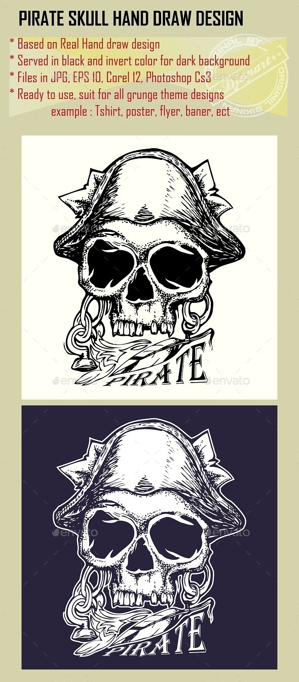 GraphicRiver Pirate Skull Hand Drawn in Grunge Style 10052947 GraphicRiver Pirate Skull Hand Drawn in Grunge Style 10052947