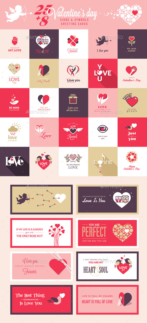 GraphicRiver Set of Love Icons and Greeting Cards 10036705 GraphicRiver Set of Love Icons and Greeting Cards 10036705