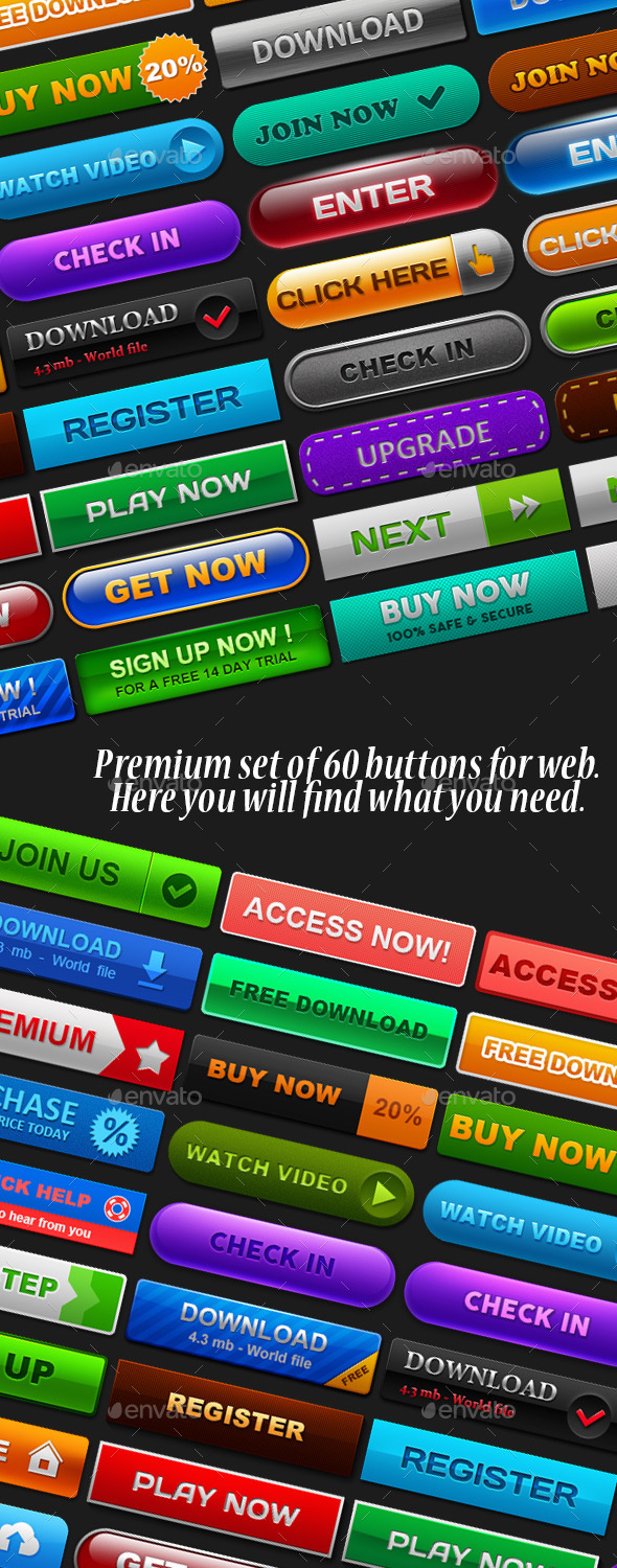GraphicRiver Set of 60 buttons 10054109 GraphicRiver Set of 60 buttons 10054109