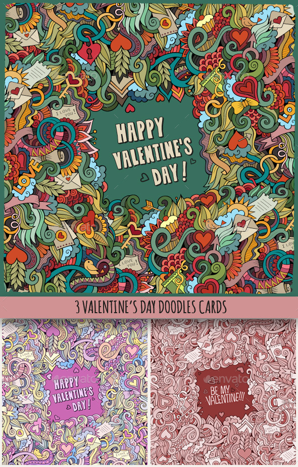 GraphicRiver 3 Love Doodles Frames 10055052 GraphicRiver 3 Love Doodles Frames 10055052