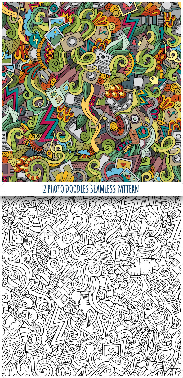 GraphicRiver 2 Photography Doodles Seamless Pattern 10055259 GraphicRiver 2 Photography Doodles Seamless Pattern 10055259