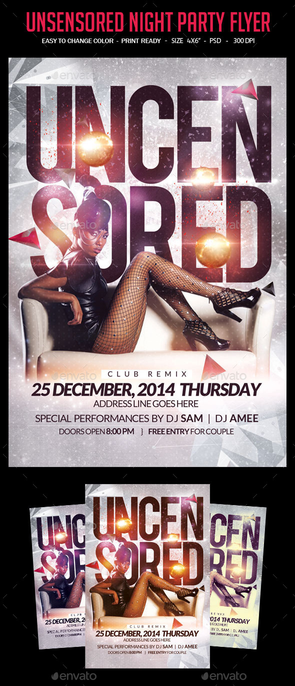 Uncensored Night Party Flyer (Clubs & Parties)